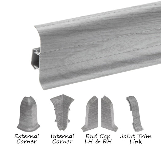 A plastic skirting board designed with a wire cover feature