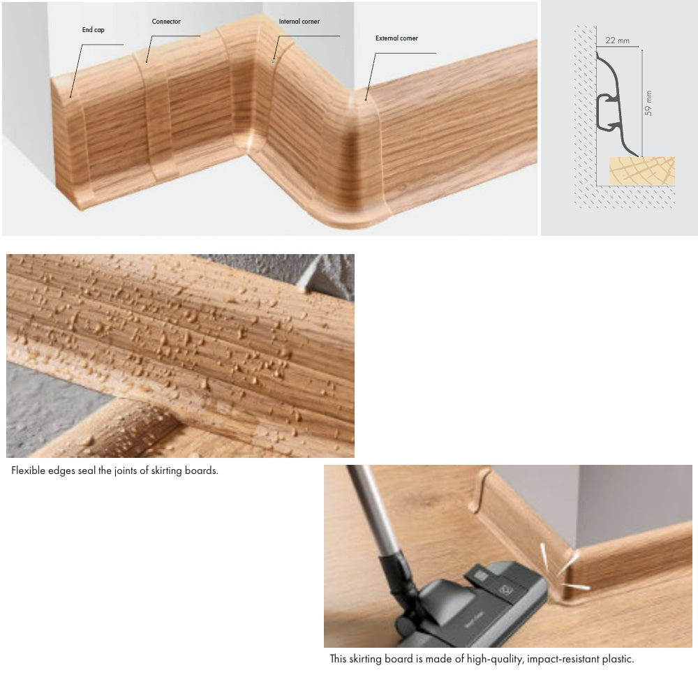 Cezar Premium Plastic Skirting Board with Wire Cover Design