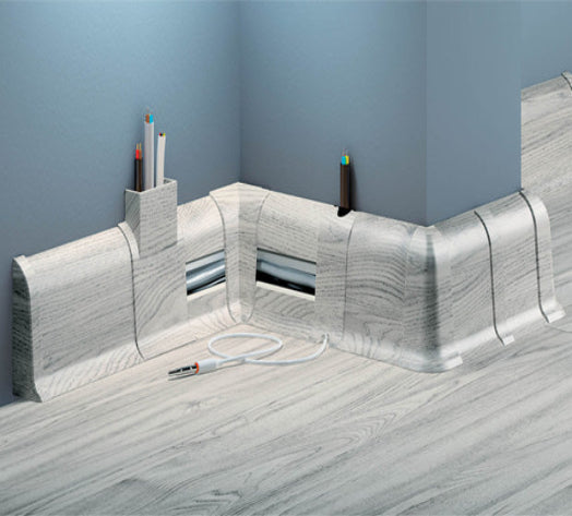 Cezar Premium Plastic Skirting Board with Wire Cover Design