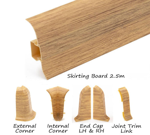 A plastic skirting board designed with a wire cover feature