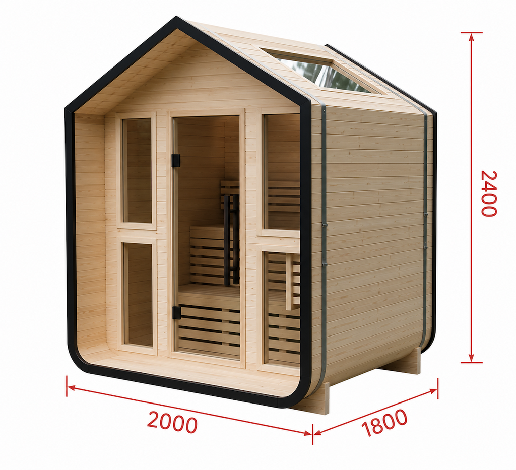 Outdoor House Sauna with Skylight — Red Cedar / Thermo Wood / Pine | 3-4 Person