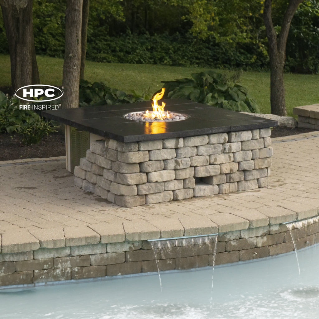HPC Fire Rectangle H-Burner Unfinished LPT Fire Pit Enclosure