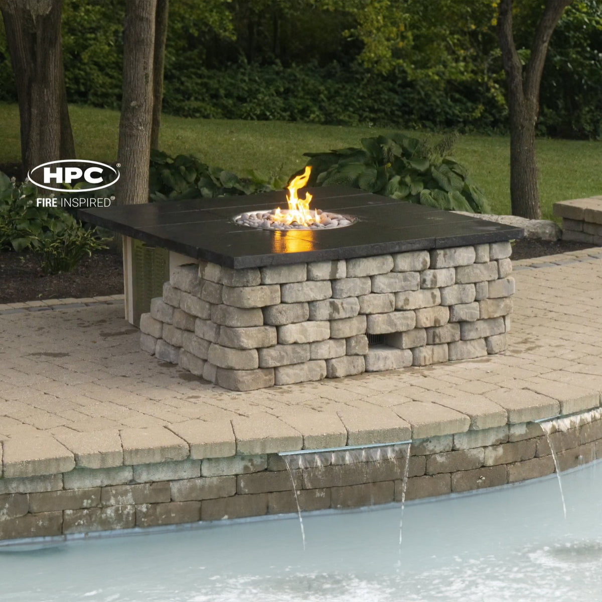 HPC Fire Rectangle H-Burner Unfinished LPT Fire Pit Enclosure