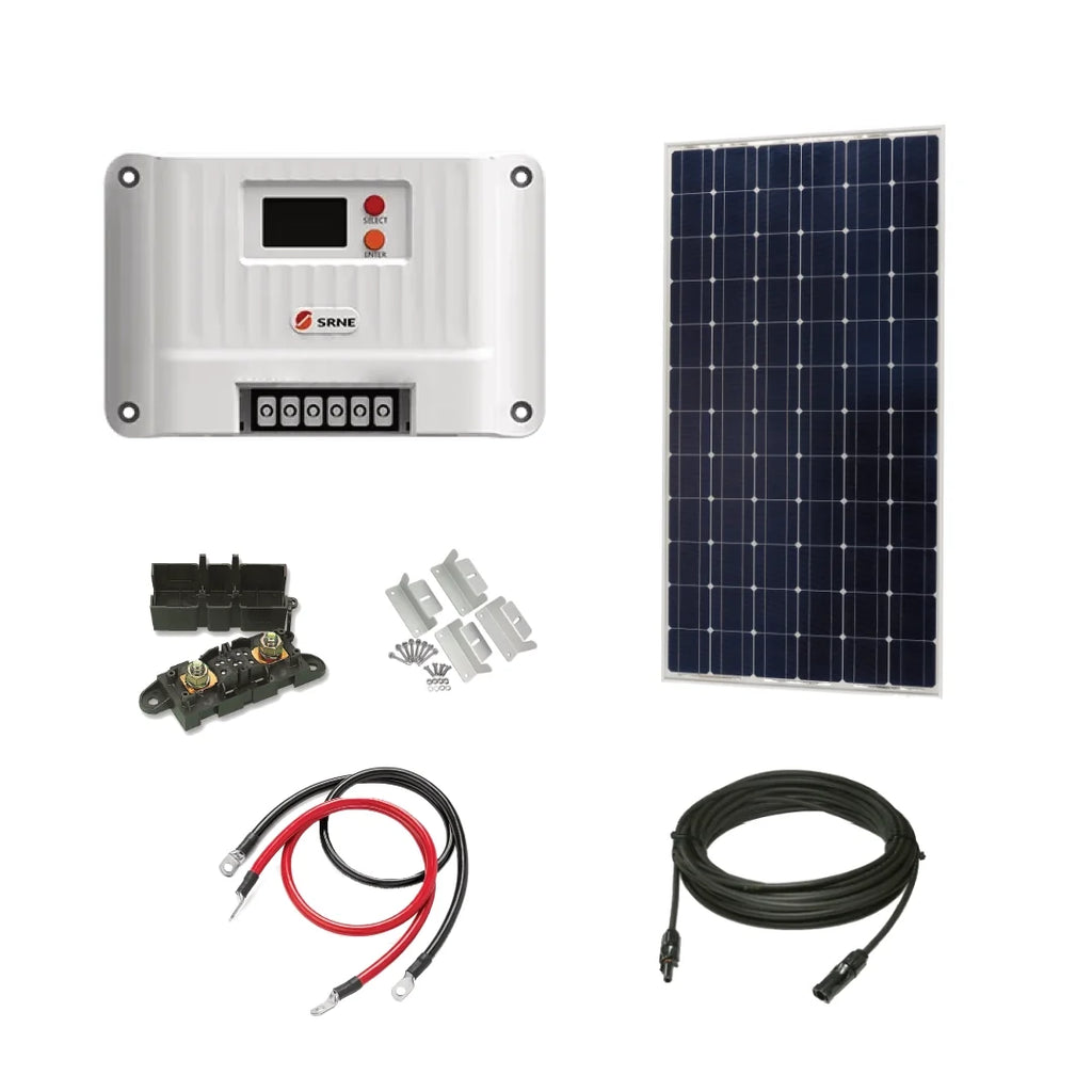 Victron 285 Watt Solar Panel & SRNE MPPT Shiner 2430 Charge Controller, Cable, Mounting & Gland.