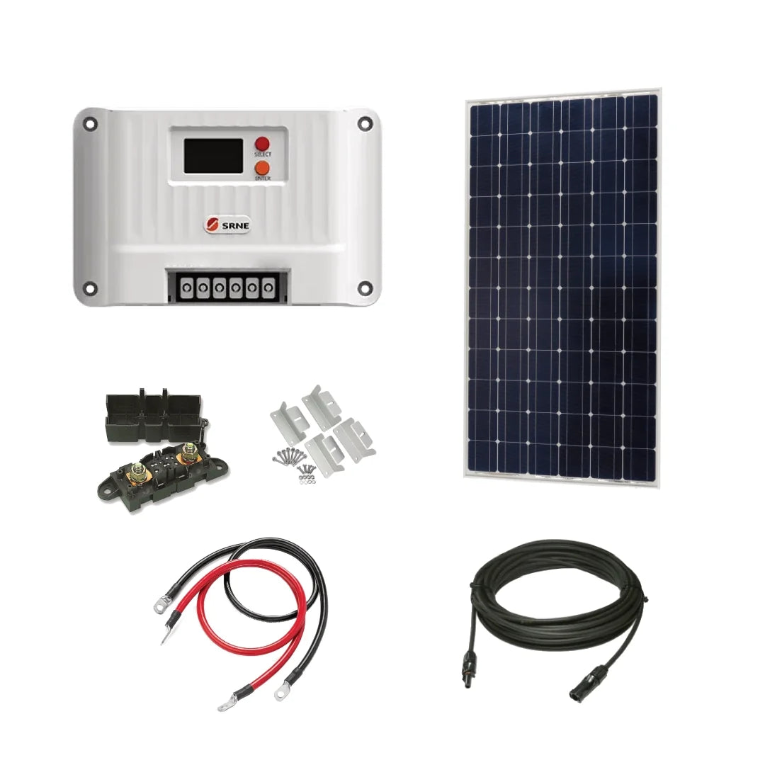 Victron 285 Watt Solar Panel & SRNE MPPT Shiner 2430 Charge Controller, Cable, Mounting & Gland.