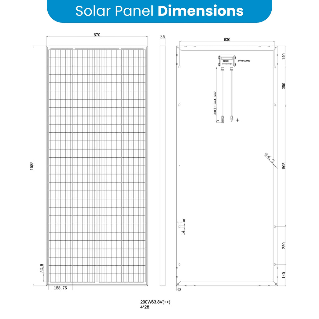 Amptron 200W 12/24/36/48V High Voltage Glass Solar Panel
