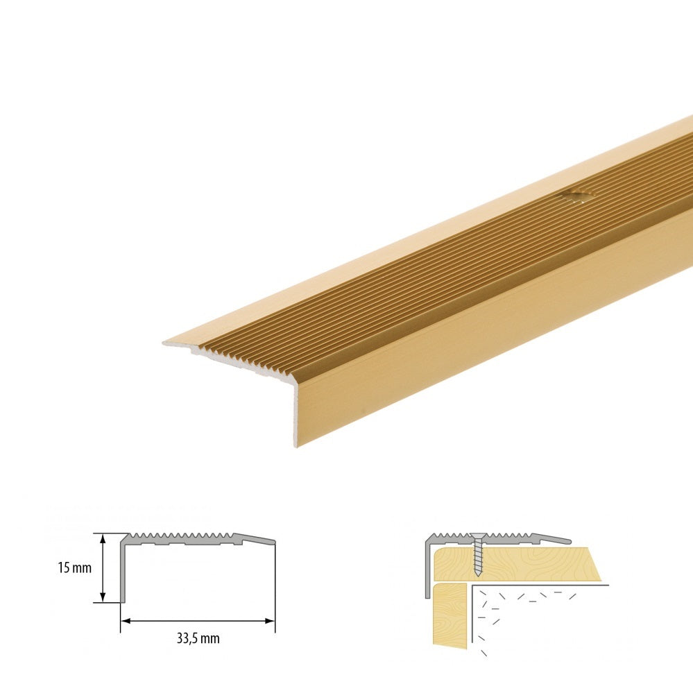 Stair Edge Nosing Trim Grooved Finish Gold