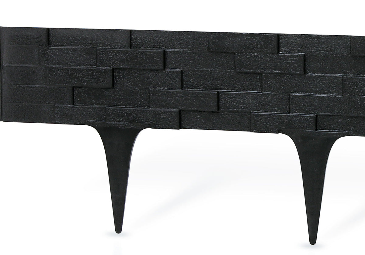 Lawn Edging, Plastic Palisade Slate Effect, 2.38m, Black