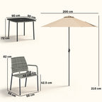 Outsunny 4 Seater Rattan Dining Set with Parasol, 6 Piece Garden Table and Stackable Chairs with Tempered Glass Tabletop
