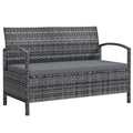 33 Gallon Wicker Outdoor Storage Bench with Cushion, Grey