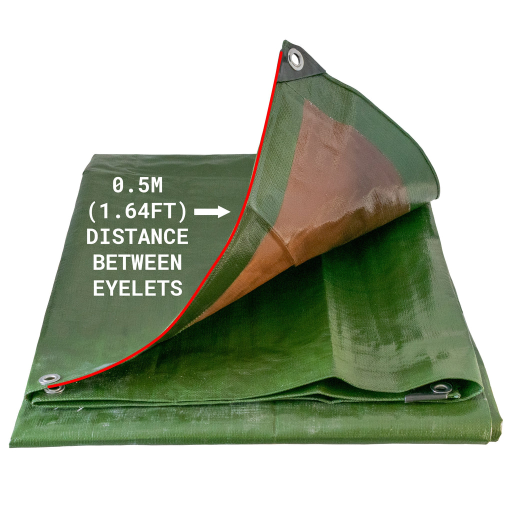 Green/Brown L-Grade Tarpaulin 6m x 6m