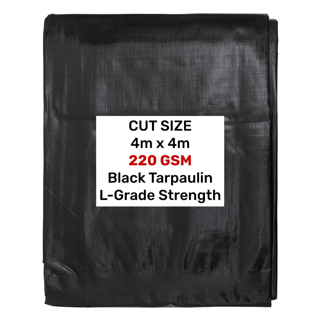 Black/Silver L-Grade Tarpaulin 4m x 4m