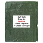 Green M-Grade Tarpaulin 3m x 5m