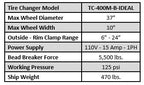 iDEAL TC-400M-B-iDEAL ATV/Motorcycle Tire Changer
