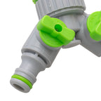 2-Way Tap Connector With Valves 1" or 3/4" BSP Female, Green/Gray