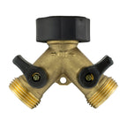 Double Tap Connector with Valves & Threaded Outlets Brass