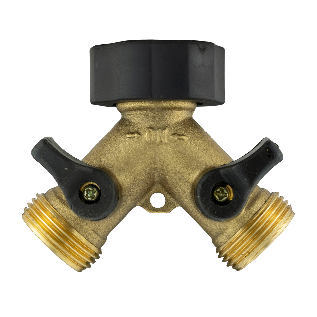 Double Tap Connector with Valves & Threaded Outlets Brass