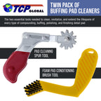 Polishing and Buffing Pad Cleaning Spur Tool and Foam Pad Conditioning Brush, Clean Recondition Polisher Buffer Wool Compound & Polish Pads