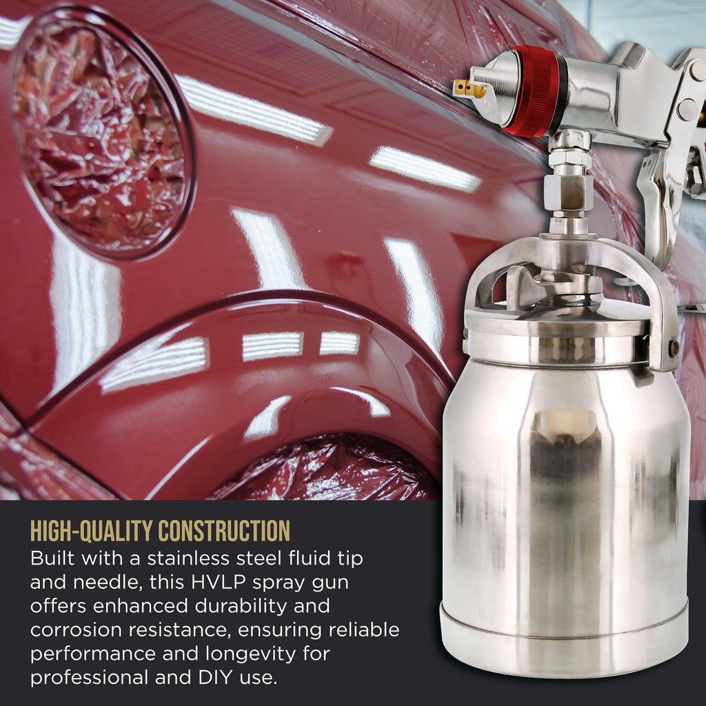 Professional HVLP Spray Gun 1.4mm - Gravity Feed Auto Paint Gun Kit for Basecoat, Clearcoat, Primer - Spray Guns Paint Sprayer with 1-Liter Cup