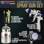 Professional HVLP Spray Gun 1.8mm - Gravity Feed Auto Paint Gun Kit for Basecoat, Clearcoat, Primer - Spray Guns Paint Sprayer with 1-Liter Cup