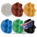 4 Inch Buffing Pads Set - 5 Waffle Foam Buffer Pads & 1 Wool Pad for Orbital Buffers, DA Polish Pad for Paint Correction, Polishing Kit