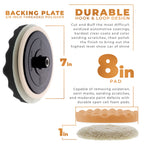Professional 6 Pad Buffing and Polishing Kit with 5 Waffle Foam Pads and 1 Wool Grip Pad for Car Detailing - Complete 8 inch Polisher Buffing Pads