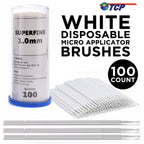 Paint Touch Up Micro Brushes, 100 Superfine 1.0 mm Tip Size White Brush Applicators - Auto Body Shop, Auto Car Detailing, Hobby