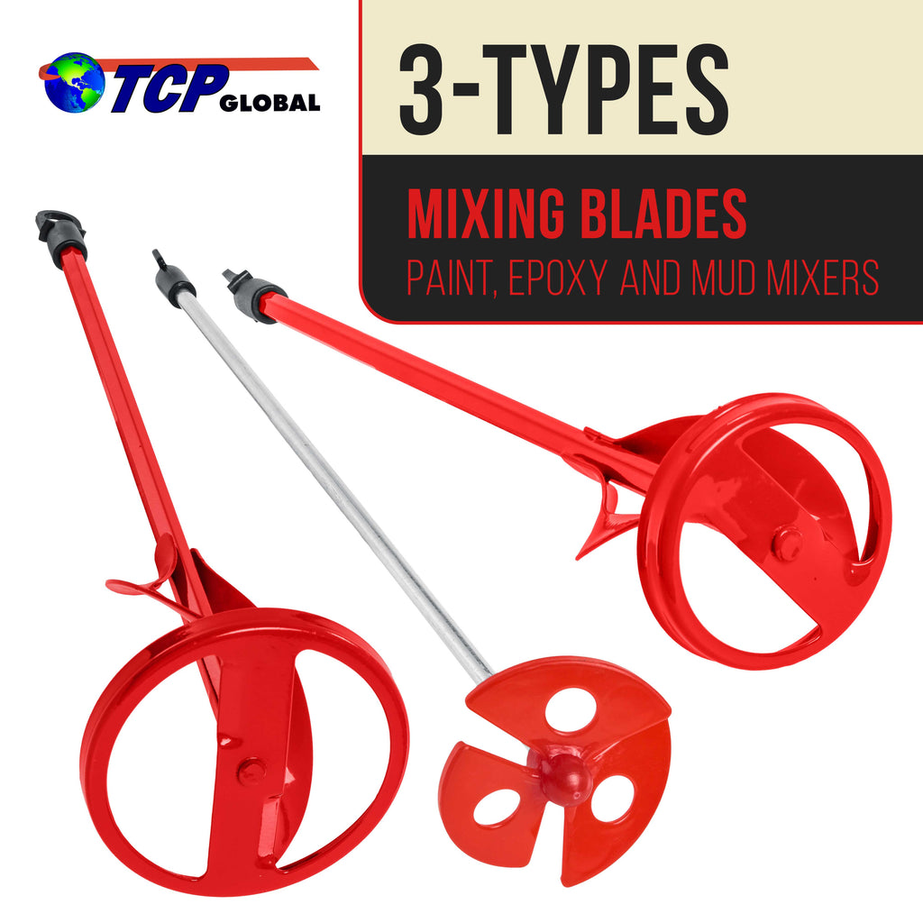 Paint Mixer Attachment (Set of 3) - 14" Drill Paddle Mixer with 3/8" & 5/16" Hex Shafts, Mini Mixer - Mix 1 Quart to 2.5 Gallons of Paint, Epoxy