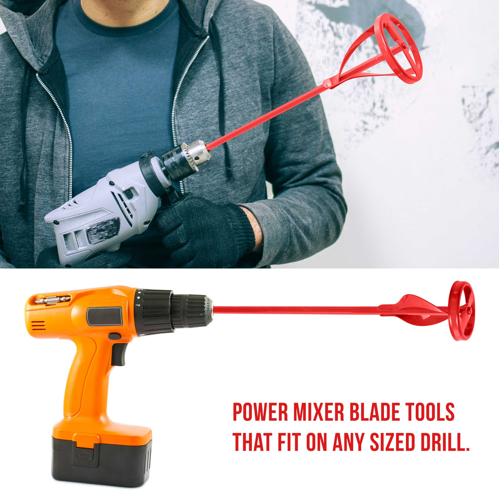 Paint Mixer Attachment (Set of 3) - 14" Drill Paddle Mixer with 3/8" & 5/16" Hex Shafts, Mini Mixer - Mix 1 Quart to 2.5 Gallons of Paint, Epoxy
