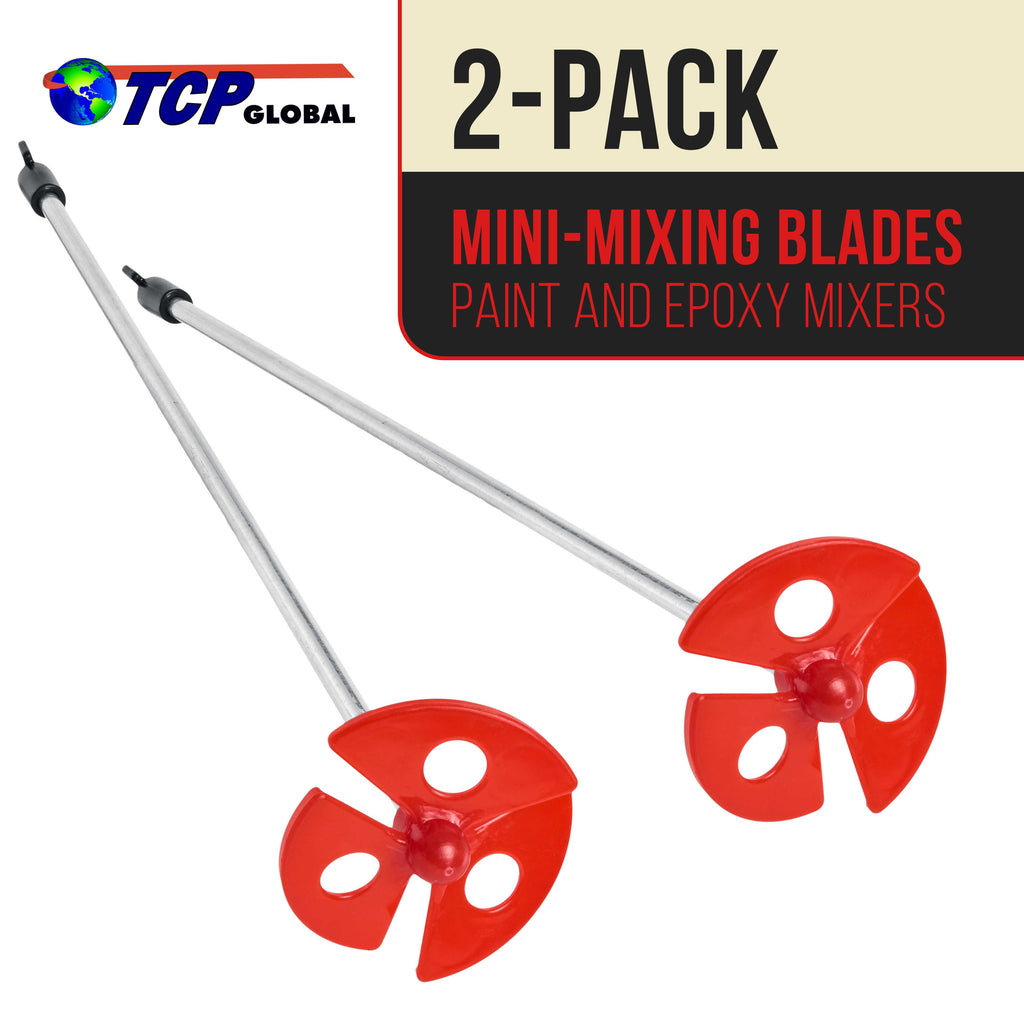 Paint Mixer Attachment (Set of 2) - 10" Drill Paddle Mixer with 1/4" Round Shafts, 2.5" Plastic Paddles - Mix 1 Quart to 1 Gallon of Paint, Epoxy