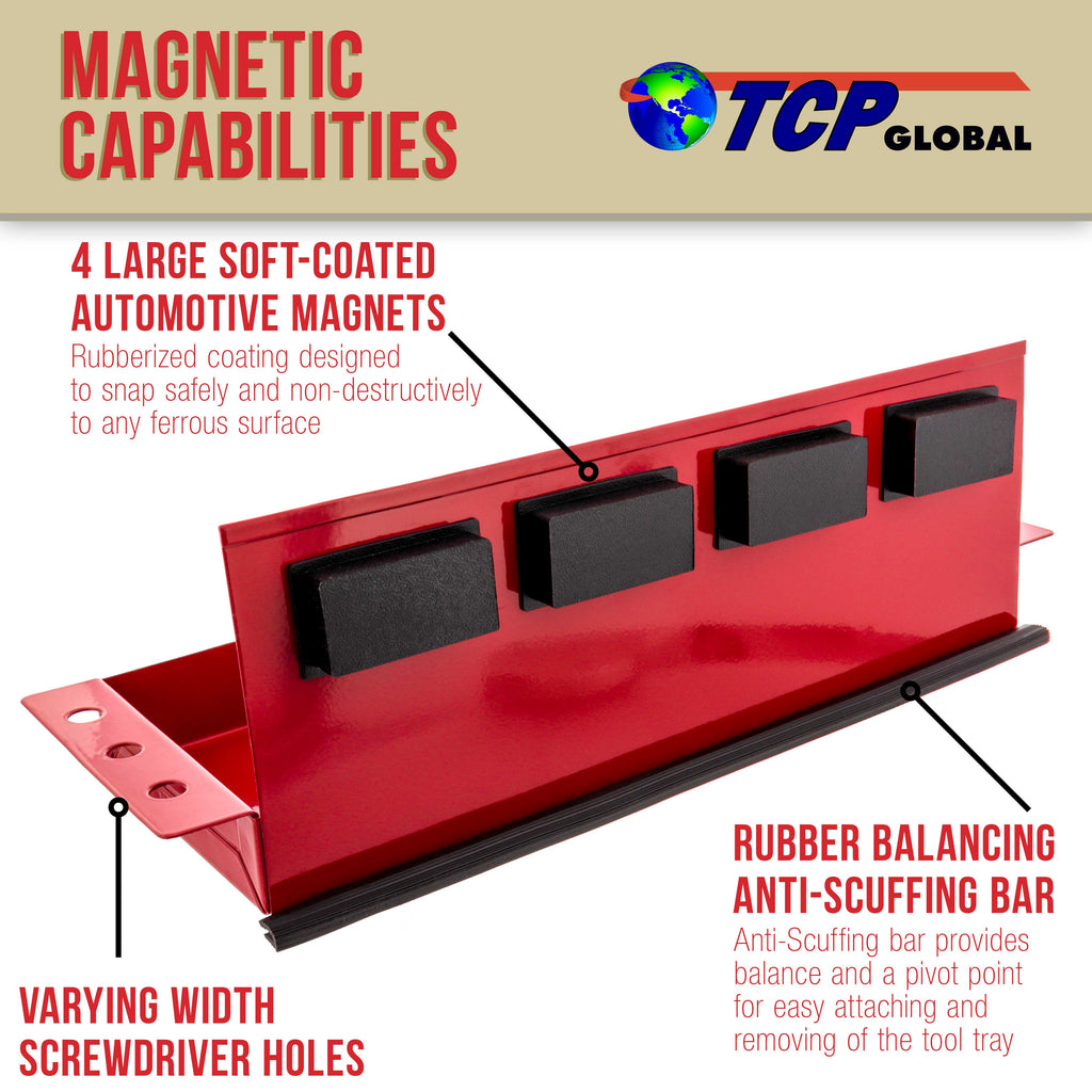 12" Magnetic Tool Shelf - Toolbox & Cabinet Organizer - Magnetic Tray for Shop, Garage, Workshop - Metal Surface Mount, Tool Box Accessories for
