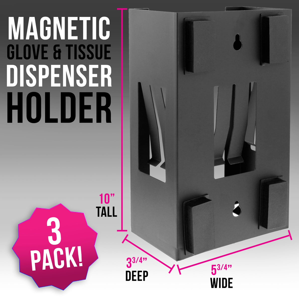 Glove Holder for Wall Mount (Pack of 3), Glove Dispenser, Tissue Box Holder for Wall Mount, Magnetic Latex Gloves Dispenser