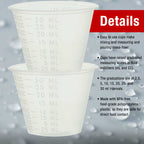 Pack of 50, 1 Ounce (30ml) Graduated Plastic Clear Measuring and Mixing Cups - Hold, Mix Paint, Acrylic Art Hobby Airbrush Pouring Paint