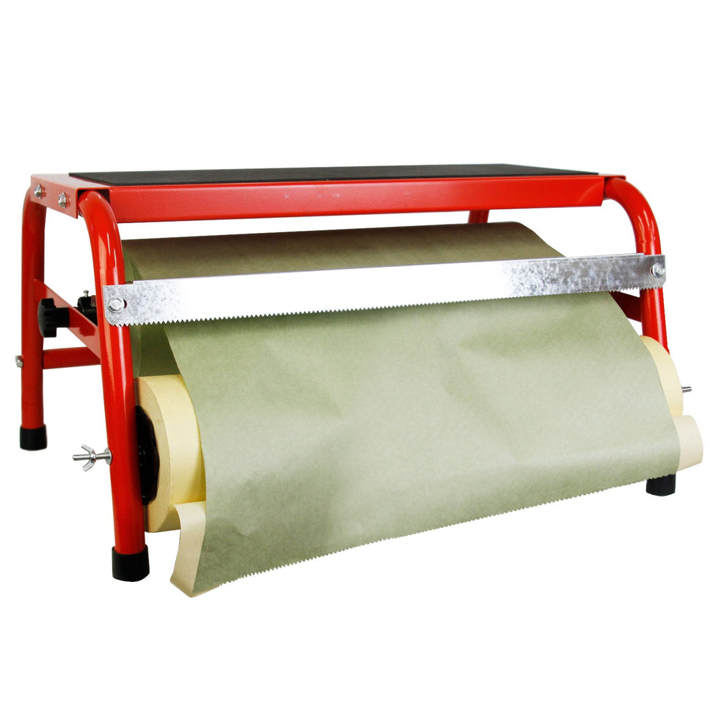 18" Mobile Multi-Roll Masking Machine for Auto Body, Painting, Masking Paper Dispenser with Paper Bar, Tape Roller, & Cutting Blade