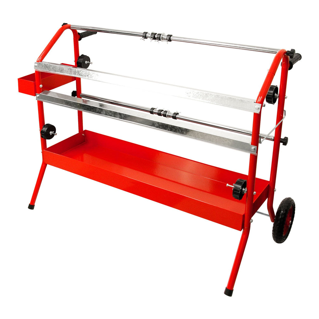 36" Mobile Multi-Roll Masking Machine for Auto Body, Painting, Masking Paper Dispenser with 2 Paper Bars, 4 Tape Rollers, Storage Trays & Cutting