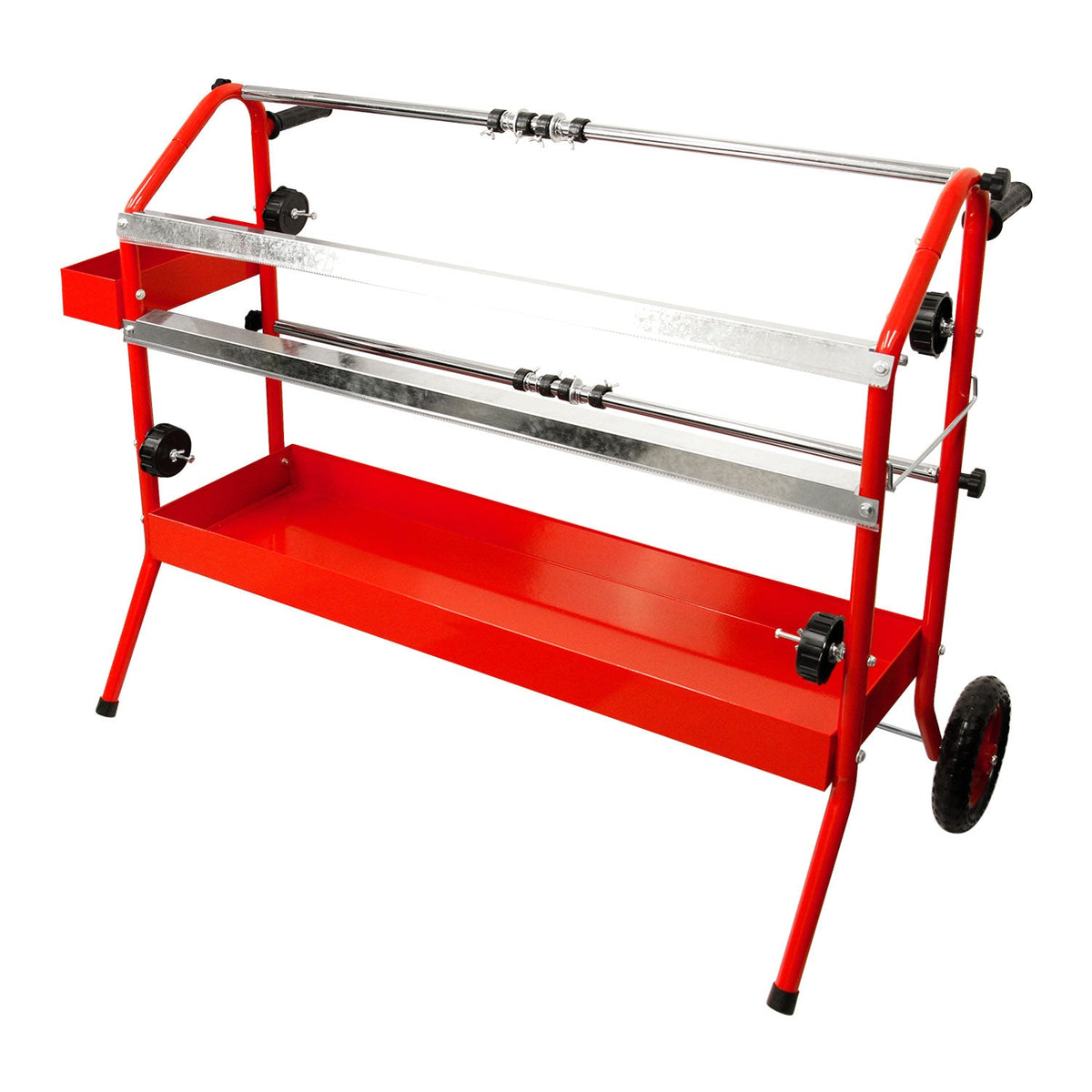 36" Mobile Multi-Roll Masking Machine for Auto Body, Painting, Masking Paper Dispenser with 2 Paper Bars, 4 Tape Rollers, Storage Trays & Cutting