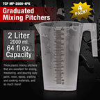 2 Liter (2000ml) Plastic Graduated Measuring and Mixing Pitcher (Pack of 4), 2 Quarts 64oz, Pouring Cup, Measure & Mix Paint Resin, Cooking