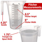 2 Liter (2000ml) Plastic Graduated Measuring and Mixing Pitcher (Pack of 4), 2 Quarts 64oz, Pouring Cup, Measure & Mix Paint Resin, Cooking