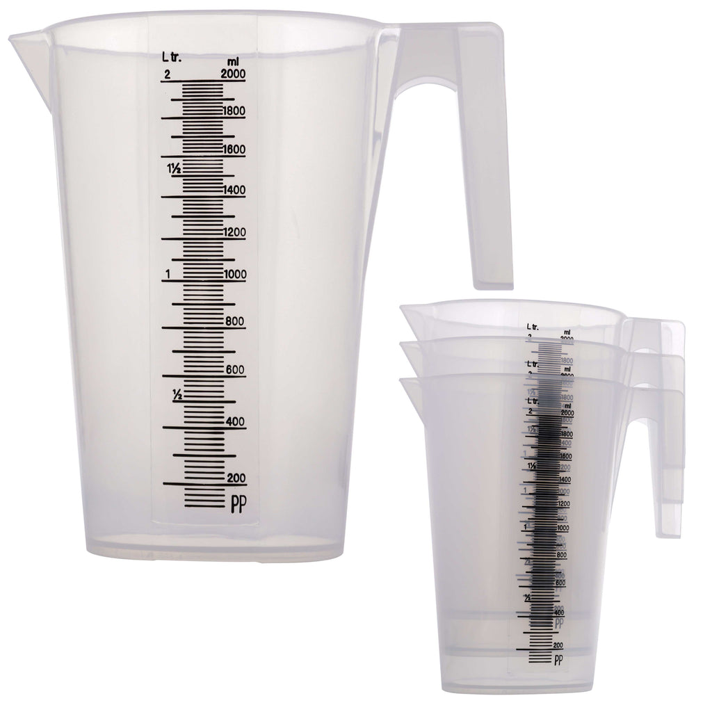 2 Liter (2000ml) Plastic Graduated Measuring and Mixing Pitcher (Pack of 4), 2 Quarts 64oz, Pouring Cup, Measure & Mix Paint Resin, Cooking