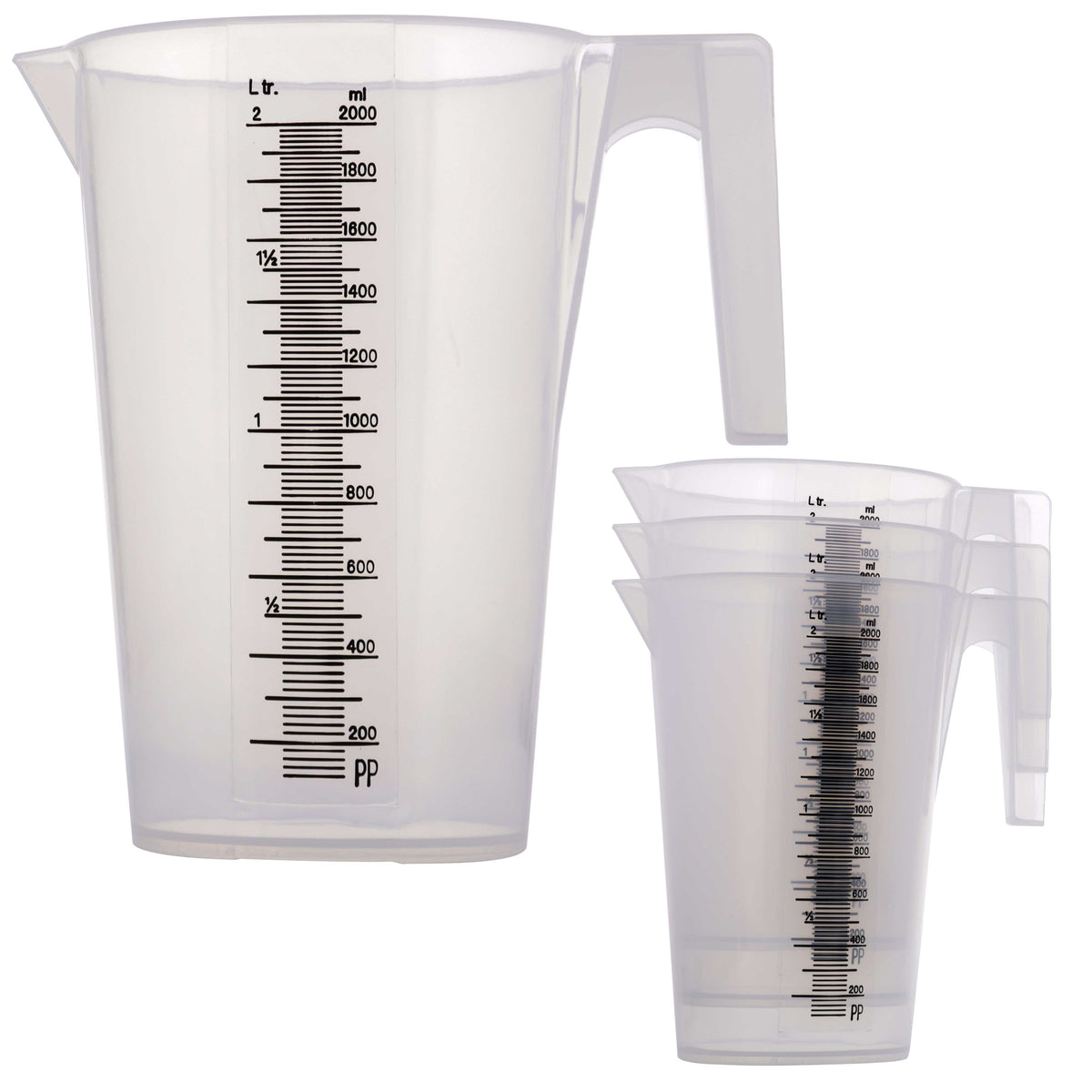 2 Liter (2000ml) Plastic Graduated Measuring and Mixing Pitcher (Pack of 4), 2 Quarts 64oz, Pouring Cup, Measure & Mix Paint Resin, Cooking