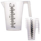1/2 Liter (500ml) Plastic Graduated Measuring and Mixing Pitcher (Pack of 6) - 1 Pint (16oz) - Pouring Cups, Measure & Mix Paint, Cooking