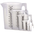 5 Piece Set of Plastic Graduated Measuring Mixing Pitchers - 500, 1000, 2000, 3000, 5000 ml Sizes - Pouring Cups Measure Mix Paint, Cooking