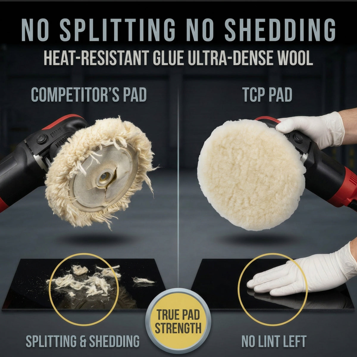 Premium 8 Inch Wool Buffing Pads (2 Pack) - 100% Natural Wool Buffer Pads, Polishing Pad for Car Detailing - 1 Inch Thick Pile, Hook and Loop Buffing