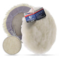 Premium 6 Inch Wool Buffing Pads (2 Pack) - 100% Natural Wool Buffer Pads, Polishing Pad for Car Detailing - 1 Inch Thick Pile, Tie-On Bonnet Buffing