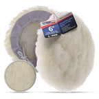Premium 6 Inch Wool Buffing Pads (2 Pack) - 100% Natural Wool Buffer Pads, Polishing Pad for Car Detailing - 1 Inch Thick Pile, Tie-On Bonnet Buffing