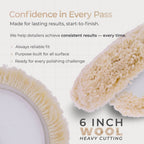 6" 100% Wool Polishing & Buffing Pad (2 Pack) with Hook and Loop Backing - Wool Buffing Pad for Automotive, Marine, Truck, RV & Compound Cutting