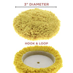 3" Wool & Synthetic Polishing & Buffing Pad (2 Pack) with Hook and Loop Backing - Wool Buffing Pad for Automotive, Marine, Truck, RV & Compound