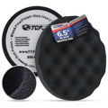 6.5" Black Waffle Foam Buffing Pad Hook and Loop Backing - Final Finishing Pad for Polishing, Automotive, Marine, Truck, RV & Compound Cutting, Car
