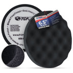 6.5" Black Waffle Foam Buffing Pad Hook and Loop Backing - Final Finishing Pad for Polishing, Automotive, Marine, Truck, RV & Compound Cutting, Car