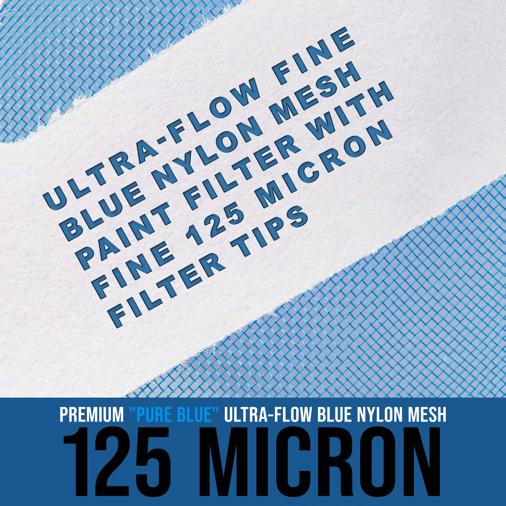125 Micron Filter Tips Ultra-Fine Paint Strainer (250 Pack) - Pure Blue Nylon Mesh Cone Strainer - Paint Filter Cones for Auto, House & Hobby